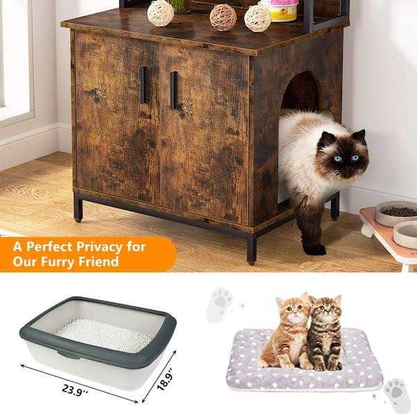 Rustic Brown Litter Box Enclosure Q373896