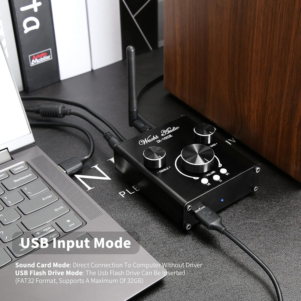 100W+100W Stereo Audio Amplifier with Bluetooth and AUX Inputs E8510