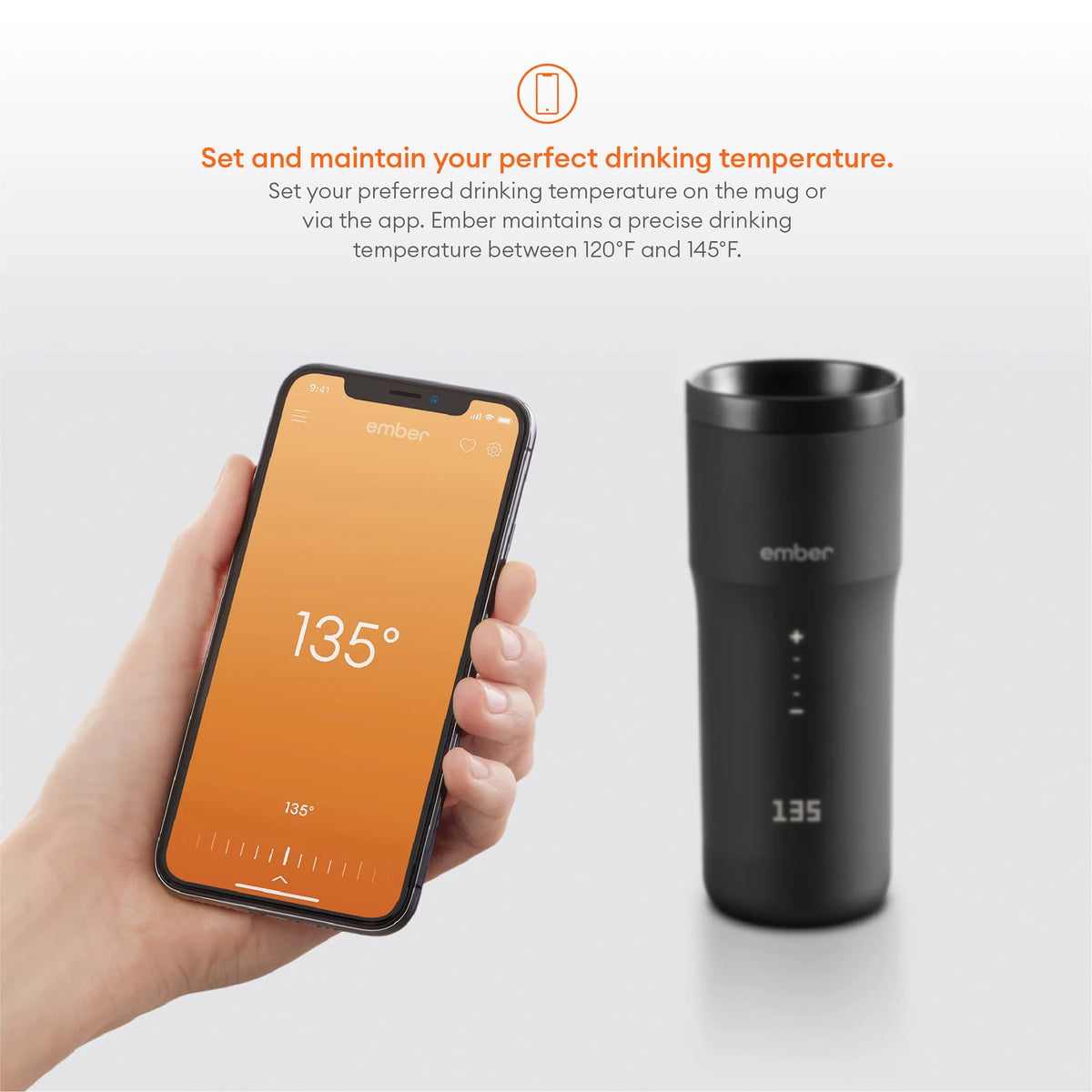 12 oz Black Temperature Control Smart Mug C8138