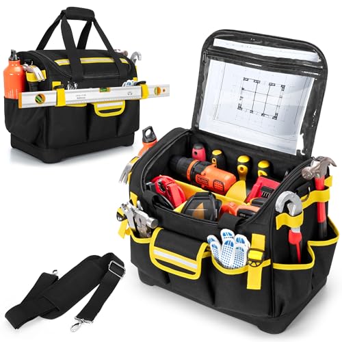 15-Inch Heavy Duty Black Tool Organizer Bag with Hard Base A8885