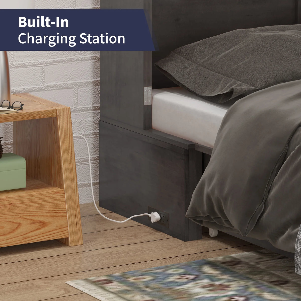 Queen Size Murphy Bed Cabinet with Storage Drawer B500361