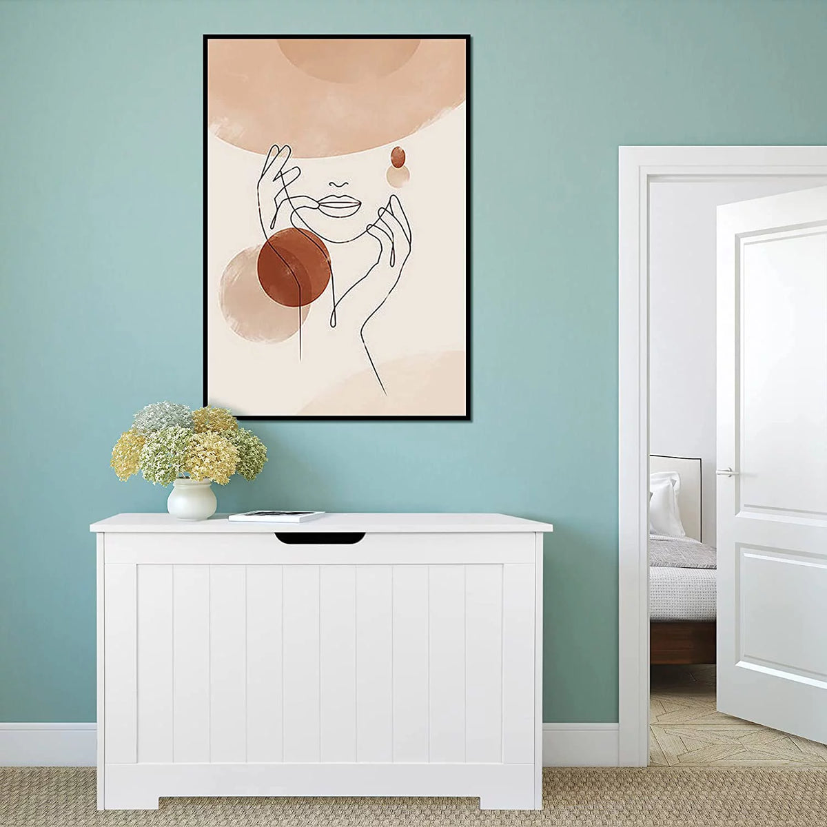 White Wooden Toy Box Storage Chest with Flip-top Lid H295