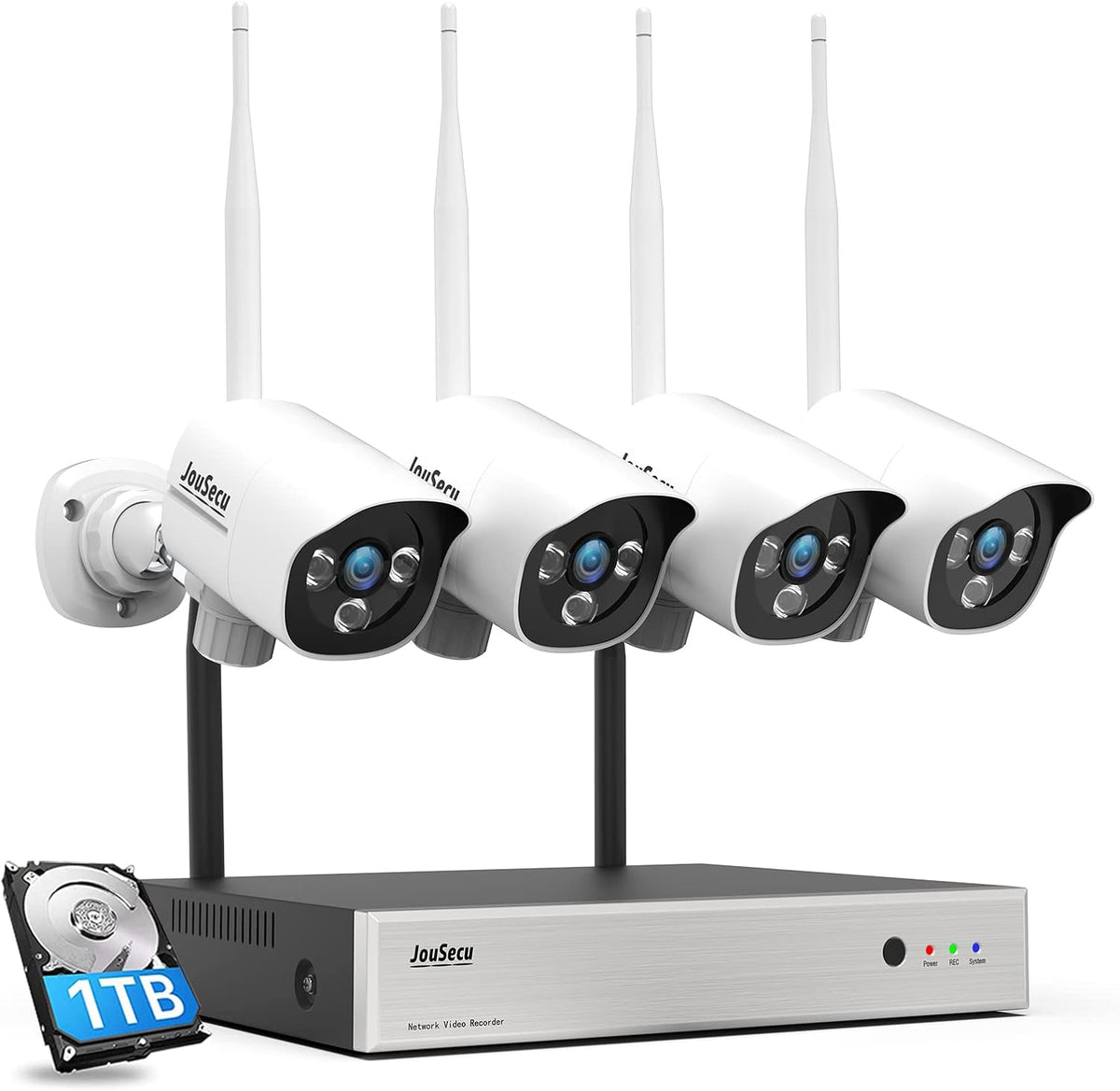 5MP Full Color Night Vision Wireless Security Camera System, 8CH WiFi NVR Kits, 4Pcs Outdoor Indoor CCTV Cameras T4575
