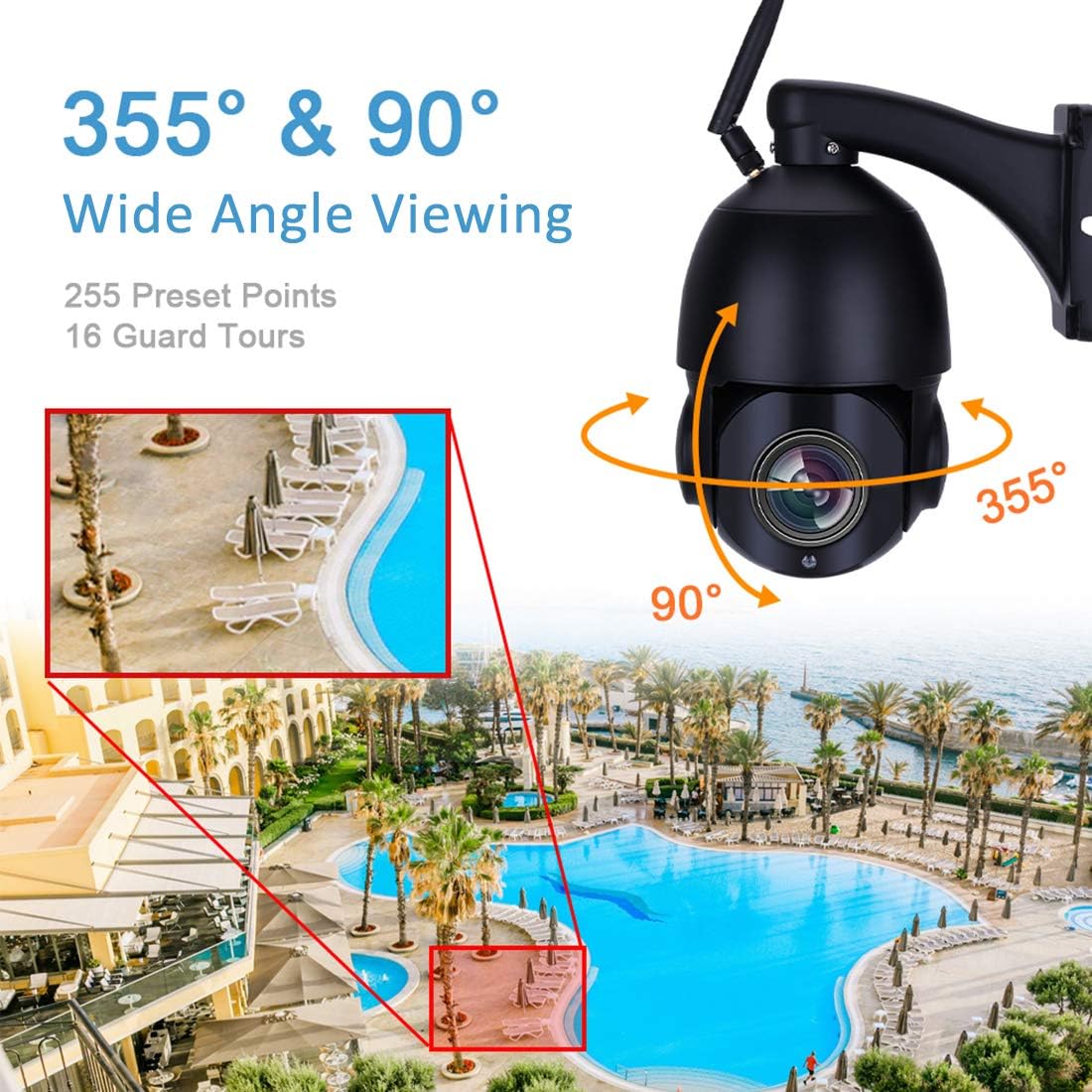 Outdoor 5MP Wireless WiFi PTZ Security Camera M640