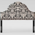 California King Black & White Floral Arched Headboard Y873
