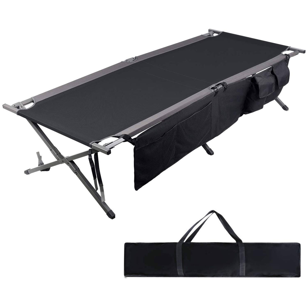 Heavy Duty Folding Portable Camping Cot, Black Y949