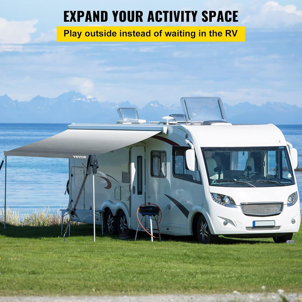 15 FT Gray Fade Vinyl RV Awning Replacement Fabric I701
