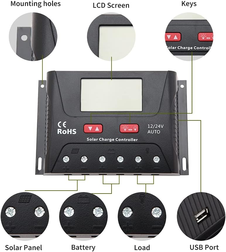 400 Watt 12 Volt Monocrystalline Solar Panel Kit with 30A PWM Charge Controller D782659