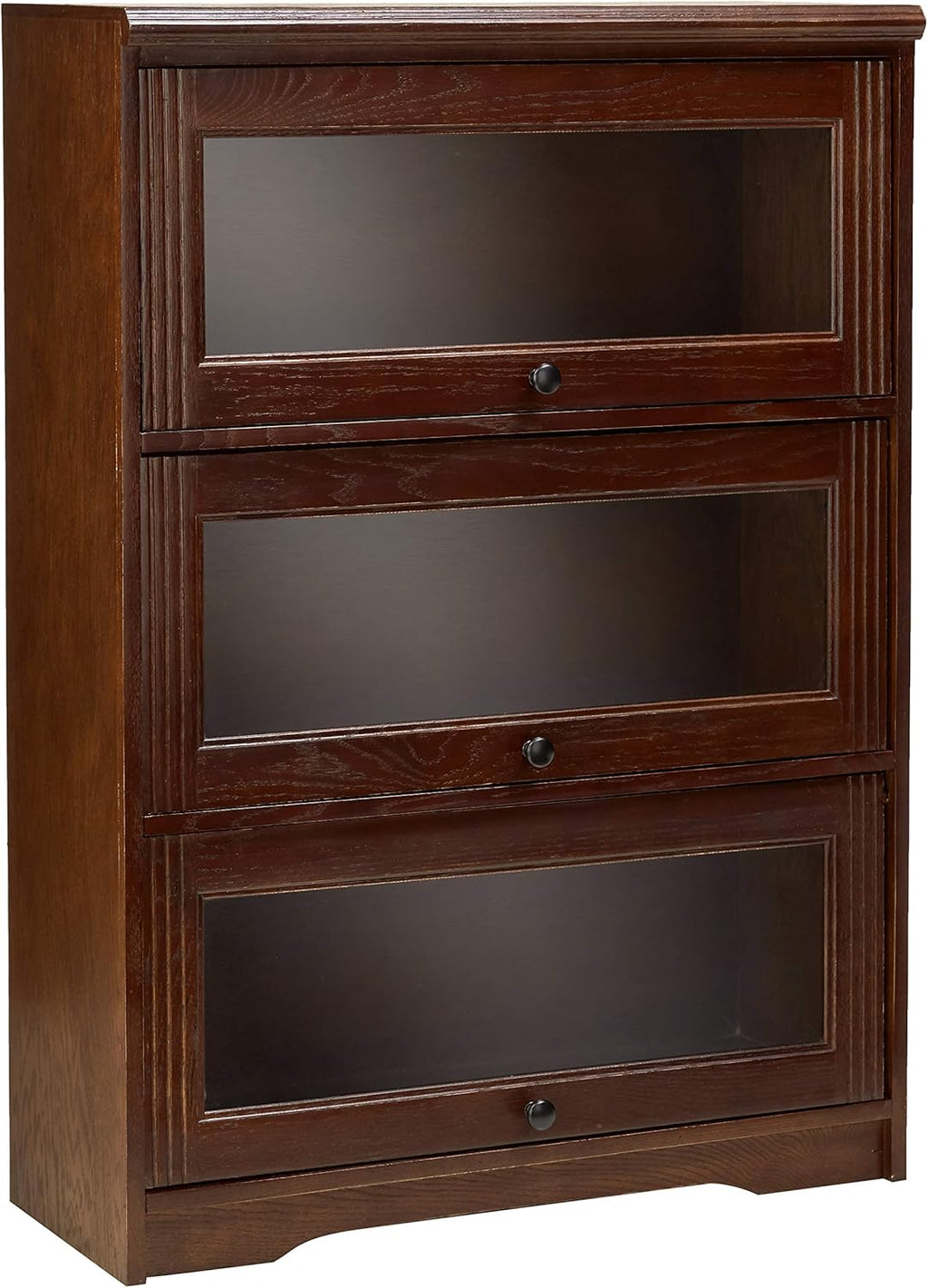 3 Door Lawyer Bookcase, 32 Wide, Medium Oak Finish S364