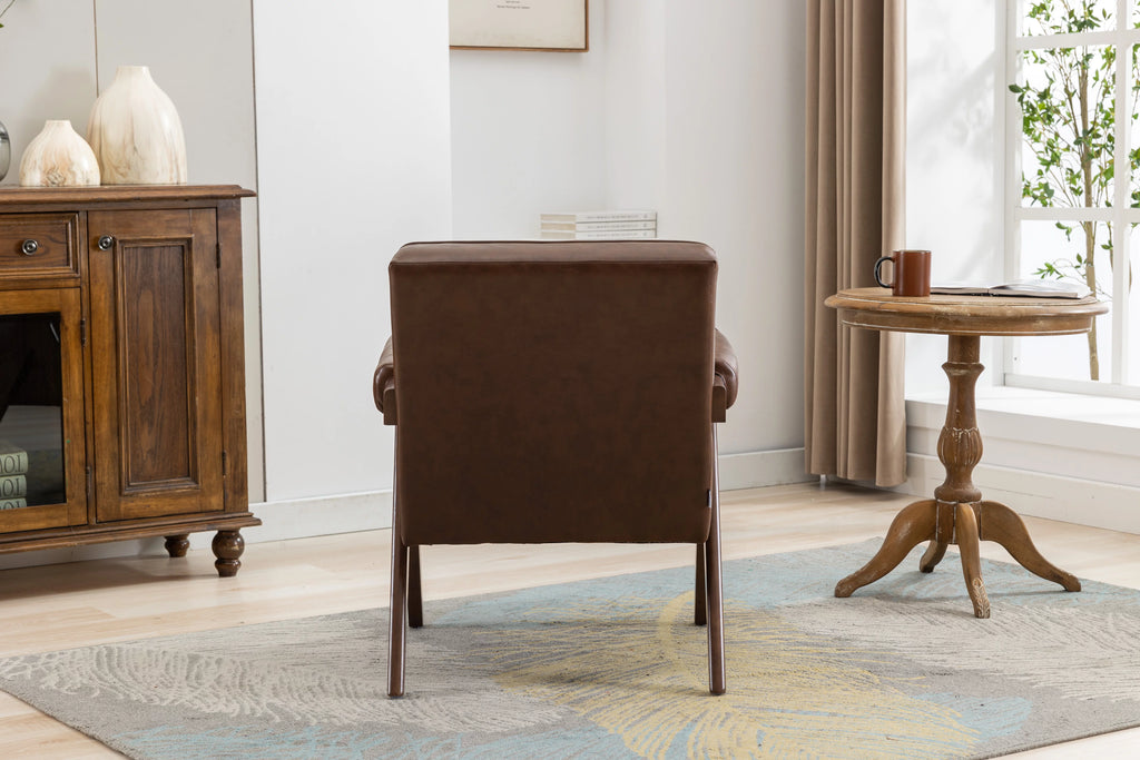 Leisure Chair with Solid Wood Armrest and Feet W69899