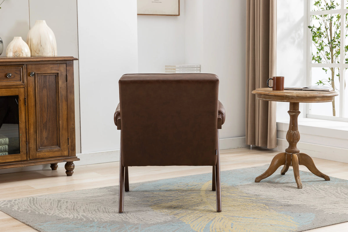 Leisure Chair with Solid Wood Armrest and Feet W69899