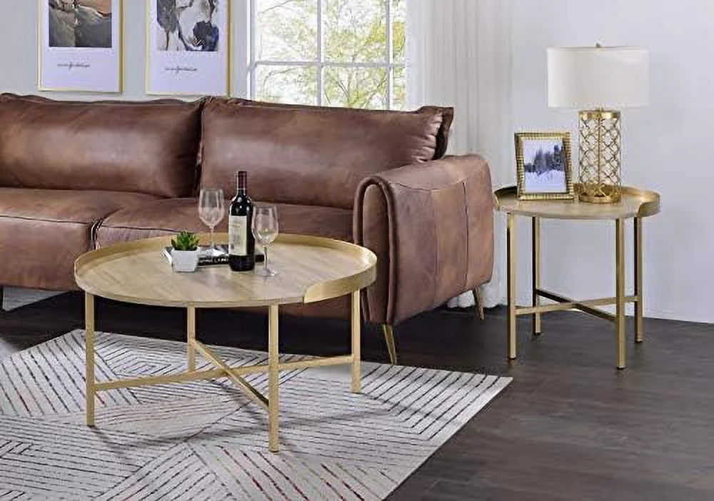 Round End Table with Metal Base C89688