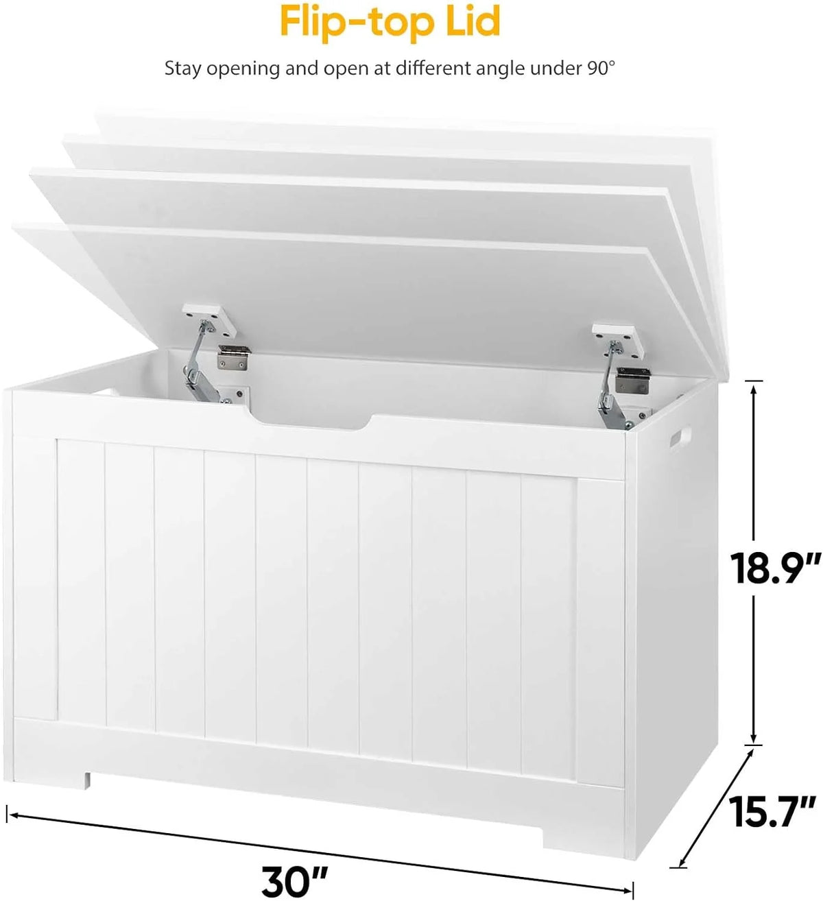 White Wooden Toy Box Storage Chest with Flip-top Lid H295