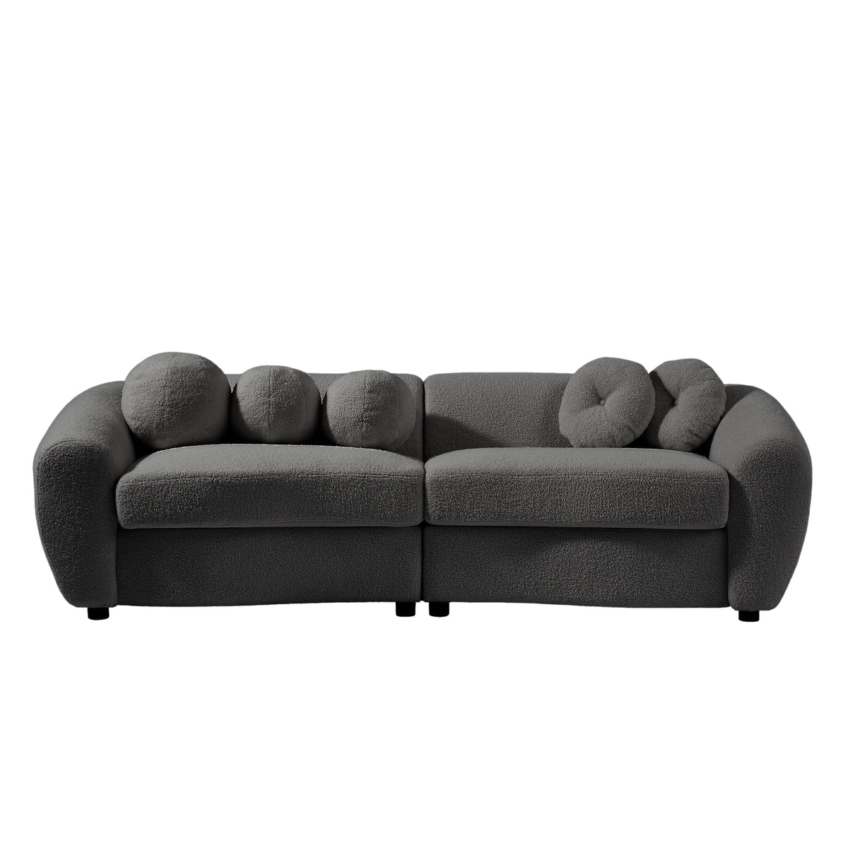 87.7" Gray Teddy Upholstered 3 Seater Sofa with 5 Pillows A700