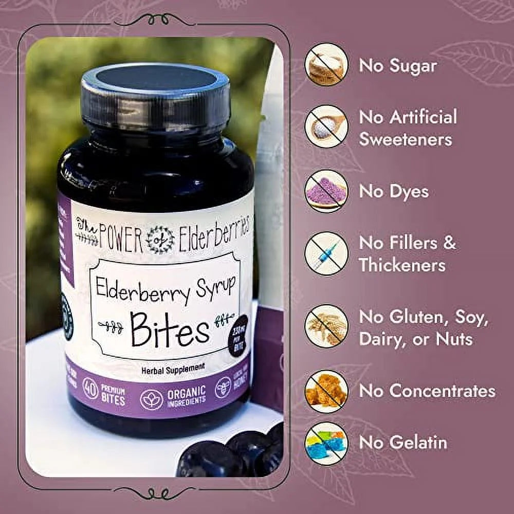 Vegetarian Elderberry Syrup Bites 40 Count N1075