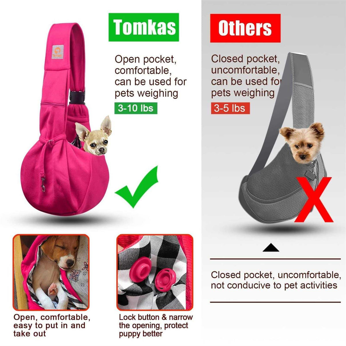 Dog Sling Carrier for Small Dogs D692