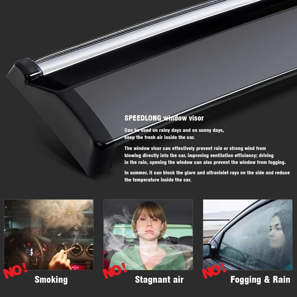 Car Window Visor Vent Shade Deflector Sun Rain Guards Pack of 2 X617479