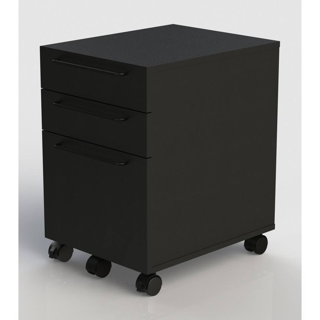 White Engineered Wood Mobile Pedestal with Castors F132