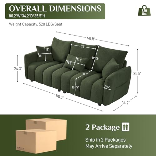 Beige White Boucle Sofa Couch G4014
