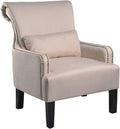 Beige Fabric Upholstered Nail Head Trim Accent Arm Chair G4685