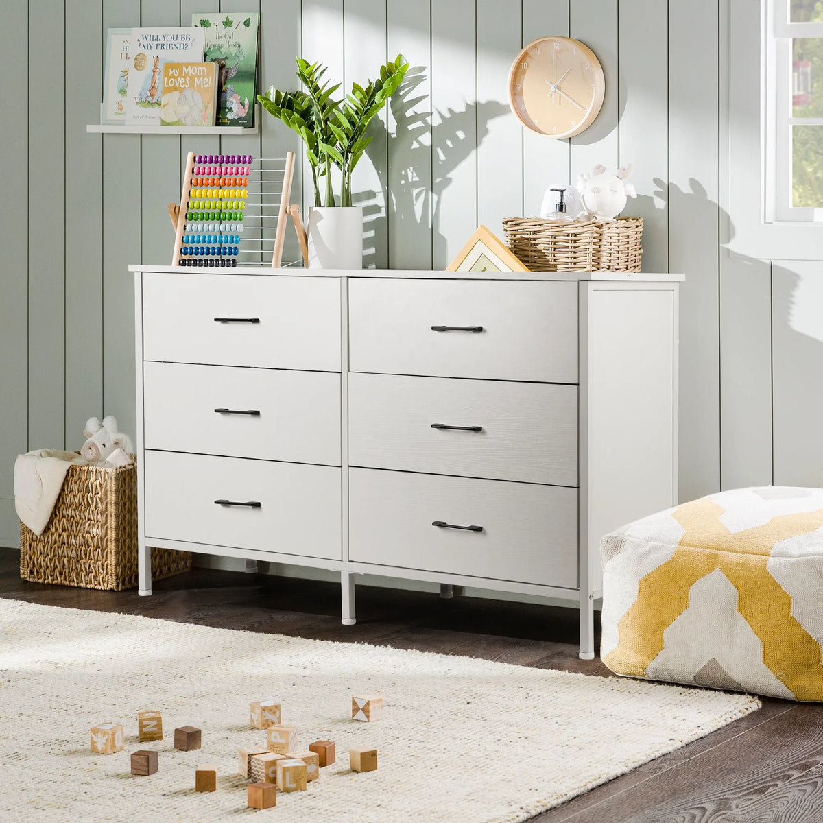 White 6 Drawer Wooden Dresser I366480