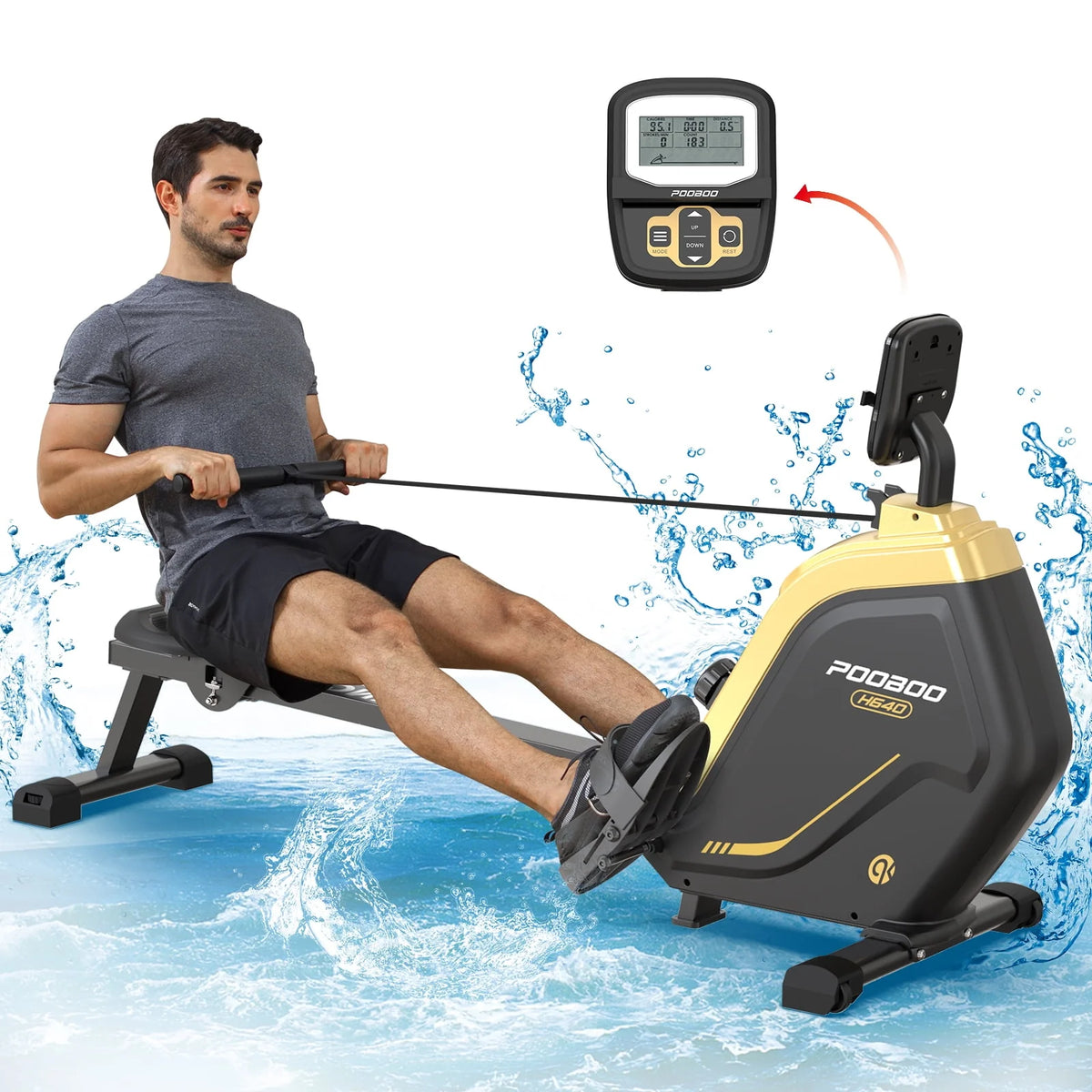 Foldable Magnetic Rowing Machine with 16 Level Resistance R436