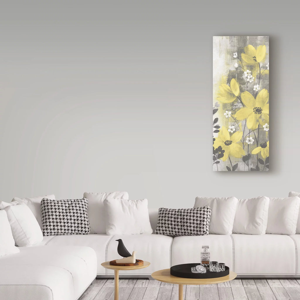 Floral Symphony Yellow Gray Canvas Art F363307