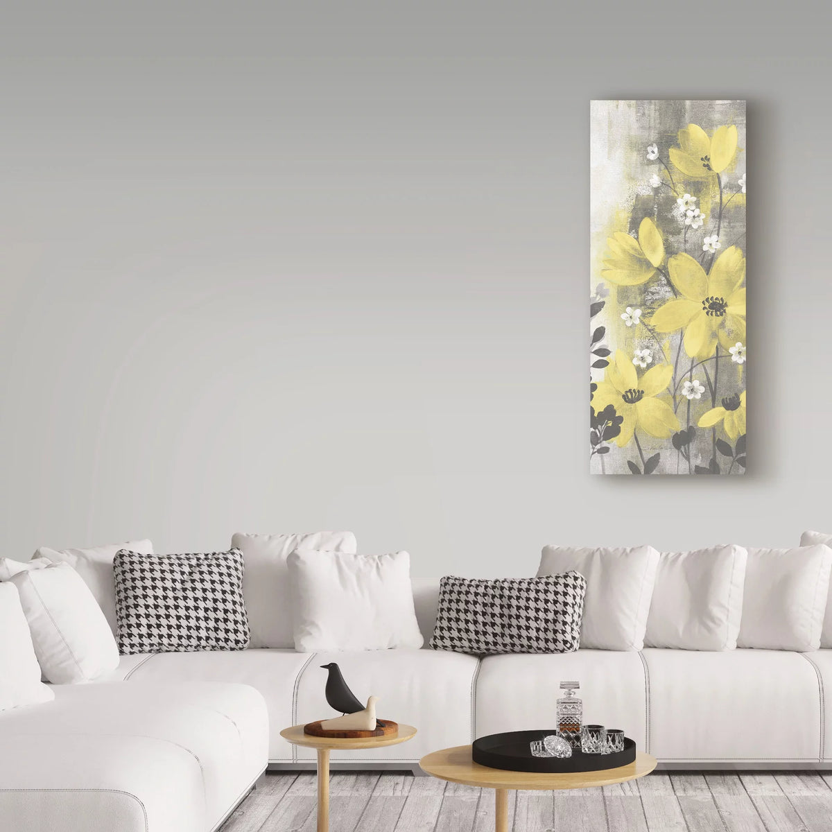 Floral Symphony Yellow Gray Canvas Art F363307