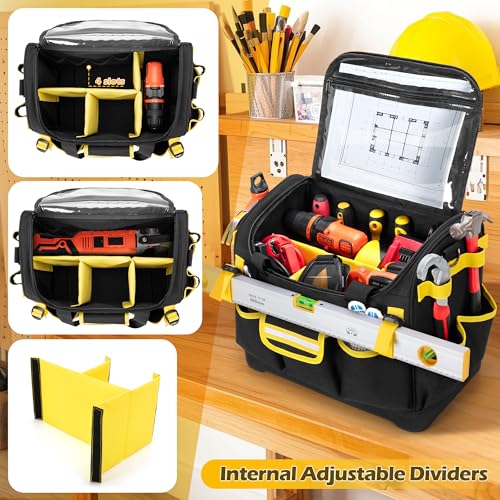 15-Inch Heavy Duty Black Tool Organizer Bag with Hard Base A8885