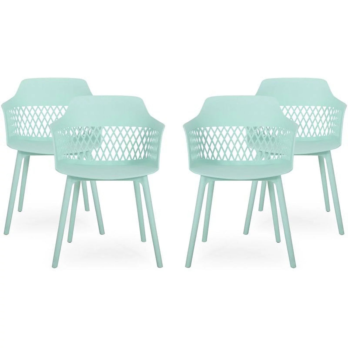 Mint Plastic Patio Dining Arm Chair Set of 4 P894711