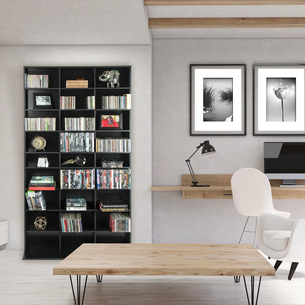 40"x71" 9-Shelf Wood Media Storage Bookcase F4109