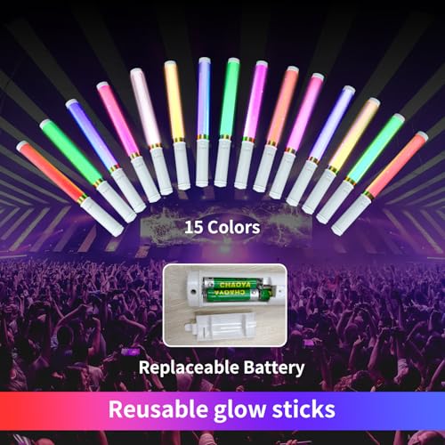LED Glow Sticks 2 Pack 15 Colors Light Up Toys with AAA Battery L537658
