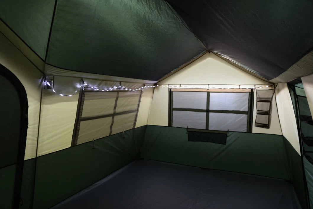 12 Person 3-Room Cabin Tent Green E577327