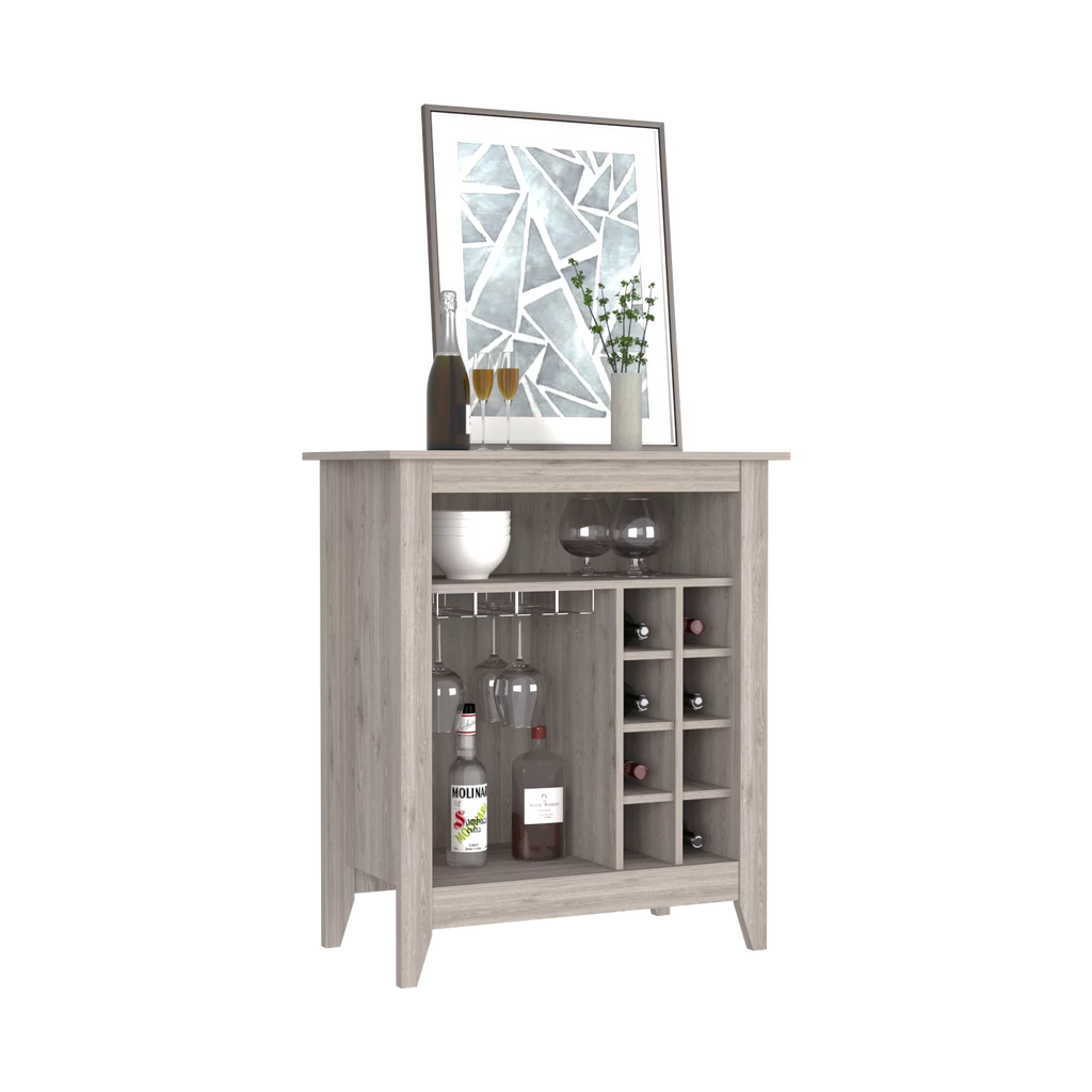 Light Gray Bar Cabinet with Wine Cubbies J3997