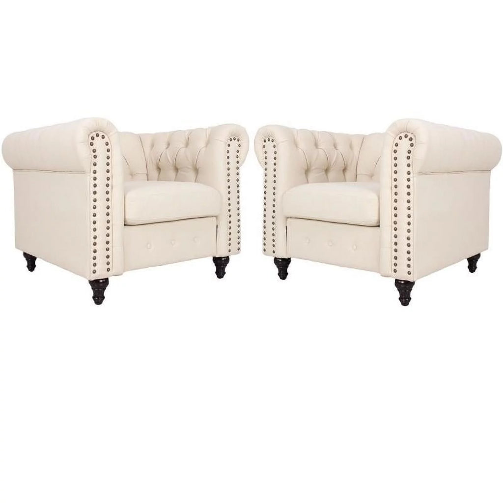 Cream Microfiber Living Room Chair Set Y911160