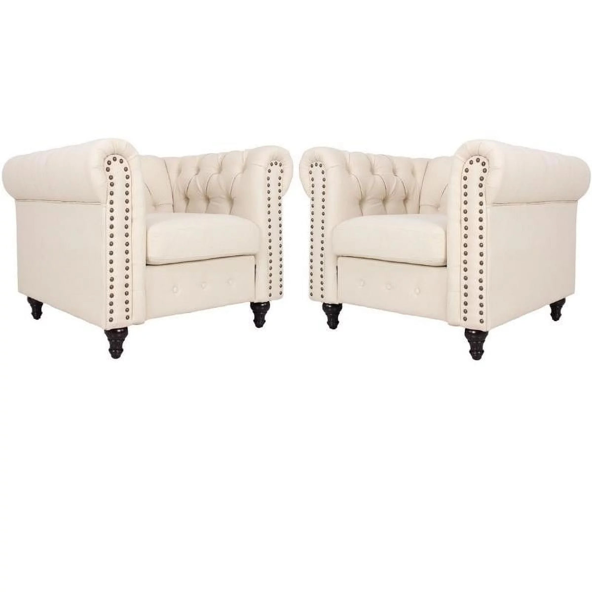 Cream Microfiber Living Room Chair Set Y911160