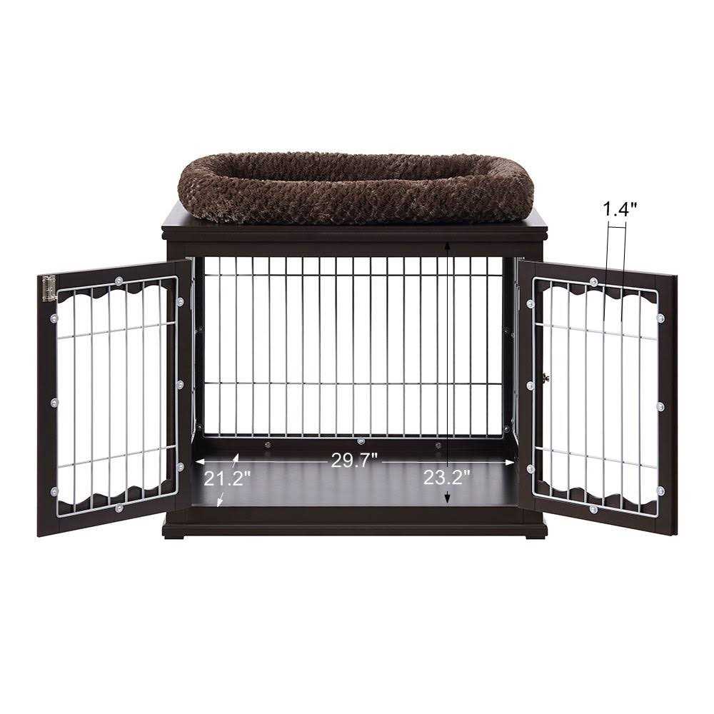 Wooden Dog Crate End Table with Cushion I1263
