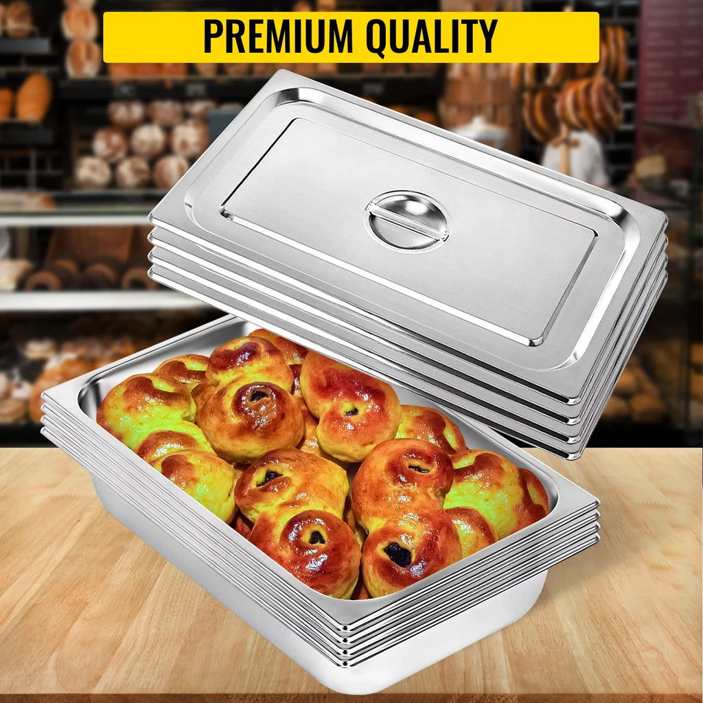 4 Pack 4 Inch Deep Full Size Stainless Steel Hotel Pan with Lid I51357