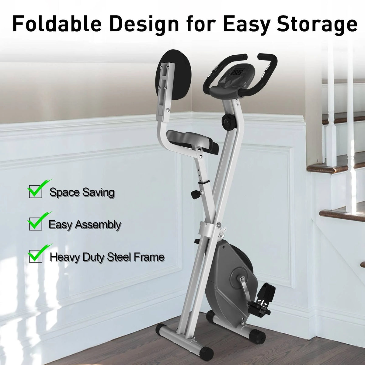 Foldable Upright Bike with LCD Screen Grey O557890
