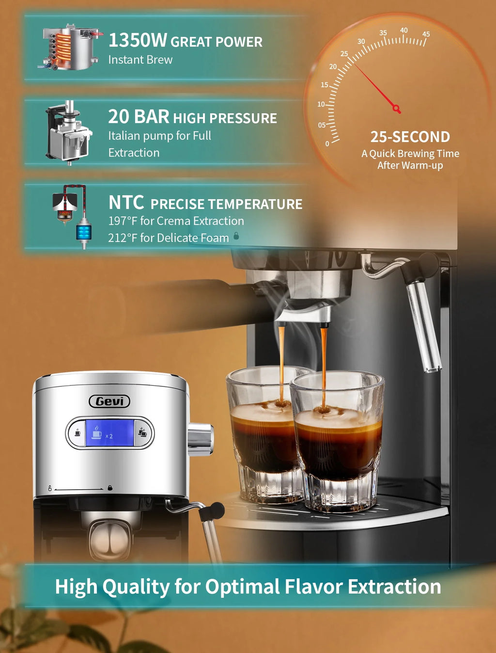 20 Bar Automatic Espresso Machine with Milk Frother V122677