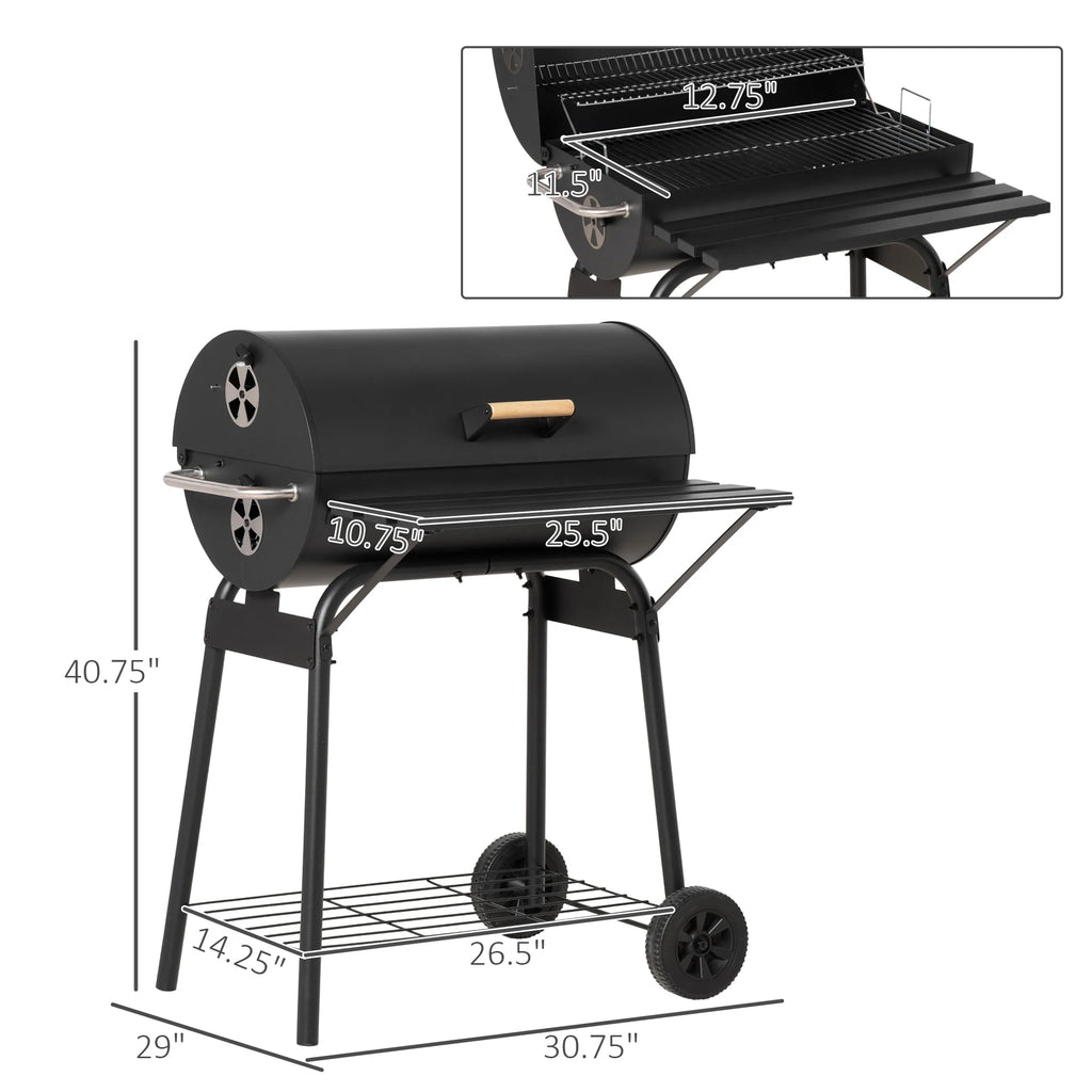 Portable Charcoal BBQ Grill and Offset Smoker Combo B151