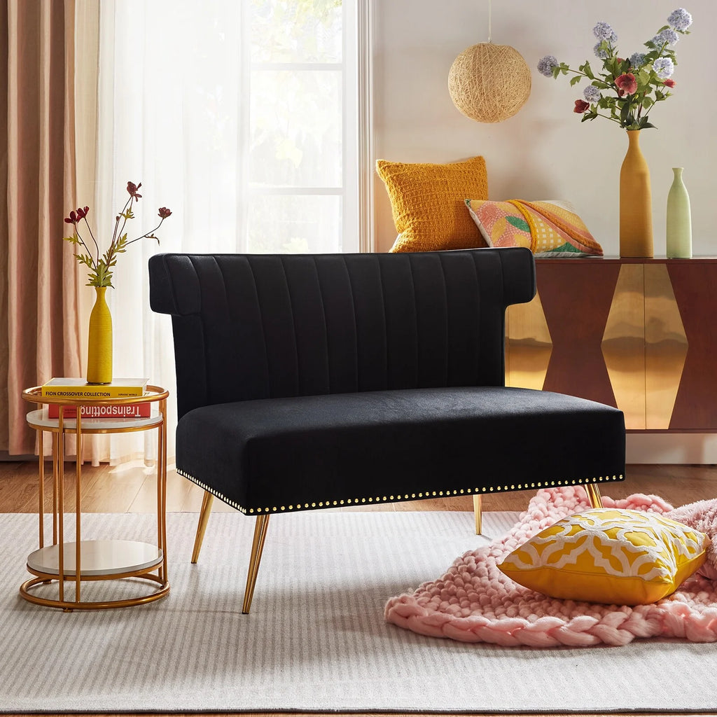 46" Velvet Tufted Loveseat with Metal Legs K45529