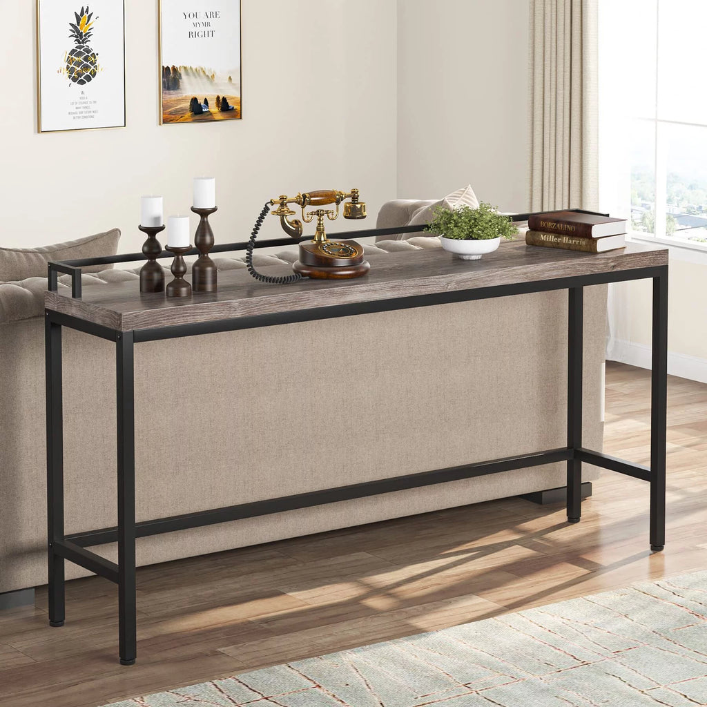70.9 inch Long Narrow Brown Rustic Console Table V472