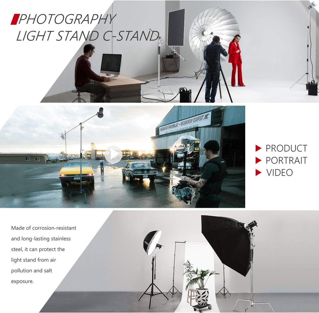 10 Feet C-Stand Light Stand with Extension Boom Arm and Carry Bag R804267