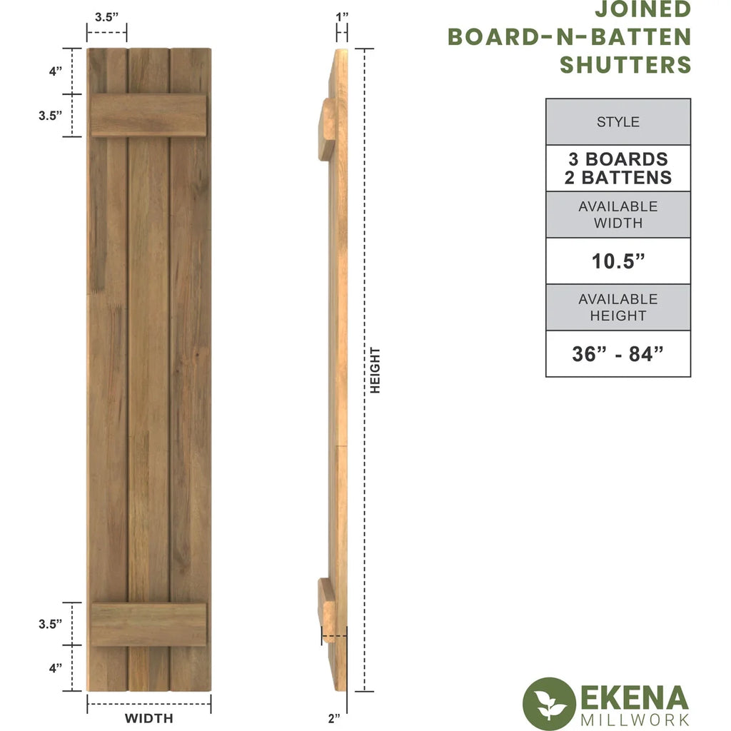 Black Real Wood Board-n-Batten Shutters S9532