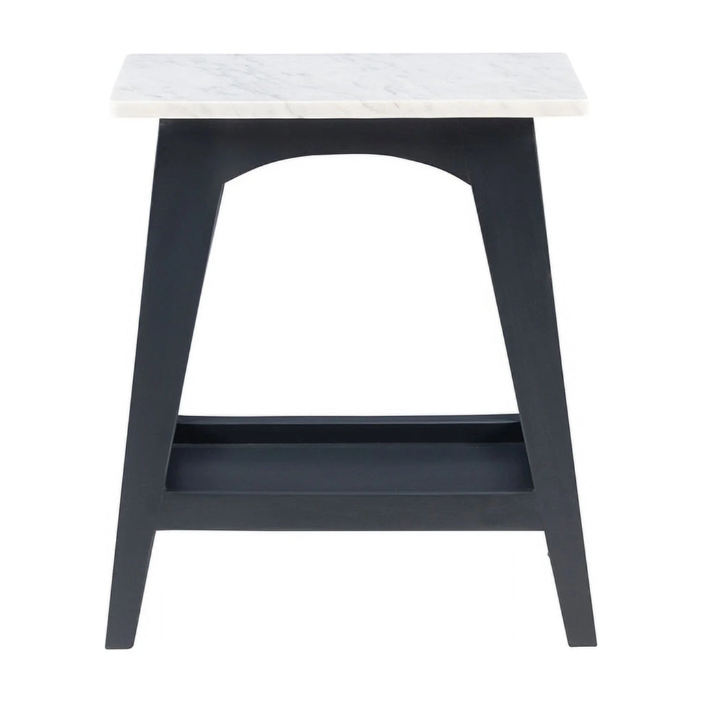Gray Marble and Wood Side Table L35416