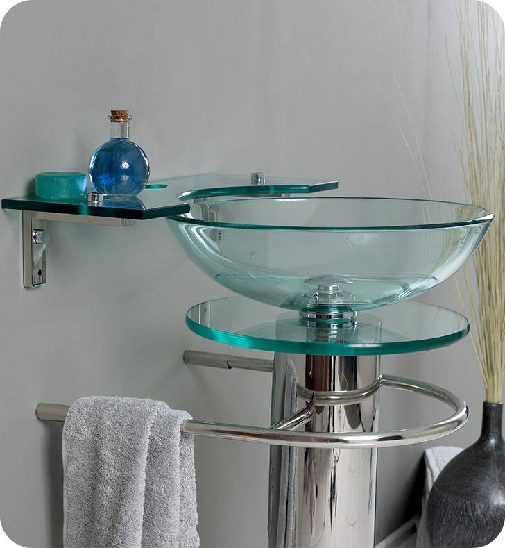 Modern Glass Bathroom Pedestal E558