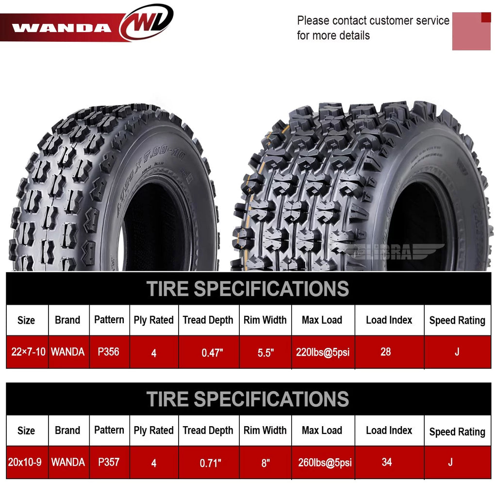 Set of 2 UTV ATV Tires 20x7-8 4PR A452