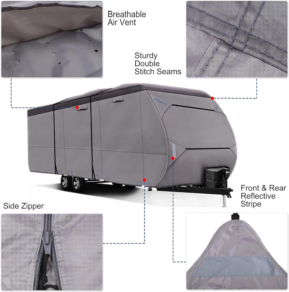Waterproof 500D Travel Trailer Cover with 4 Tire Covers W965