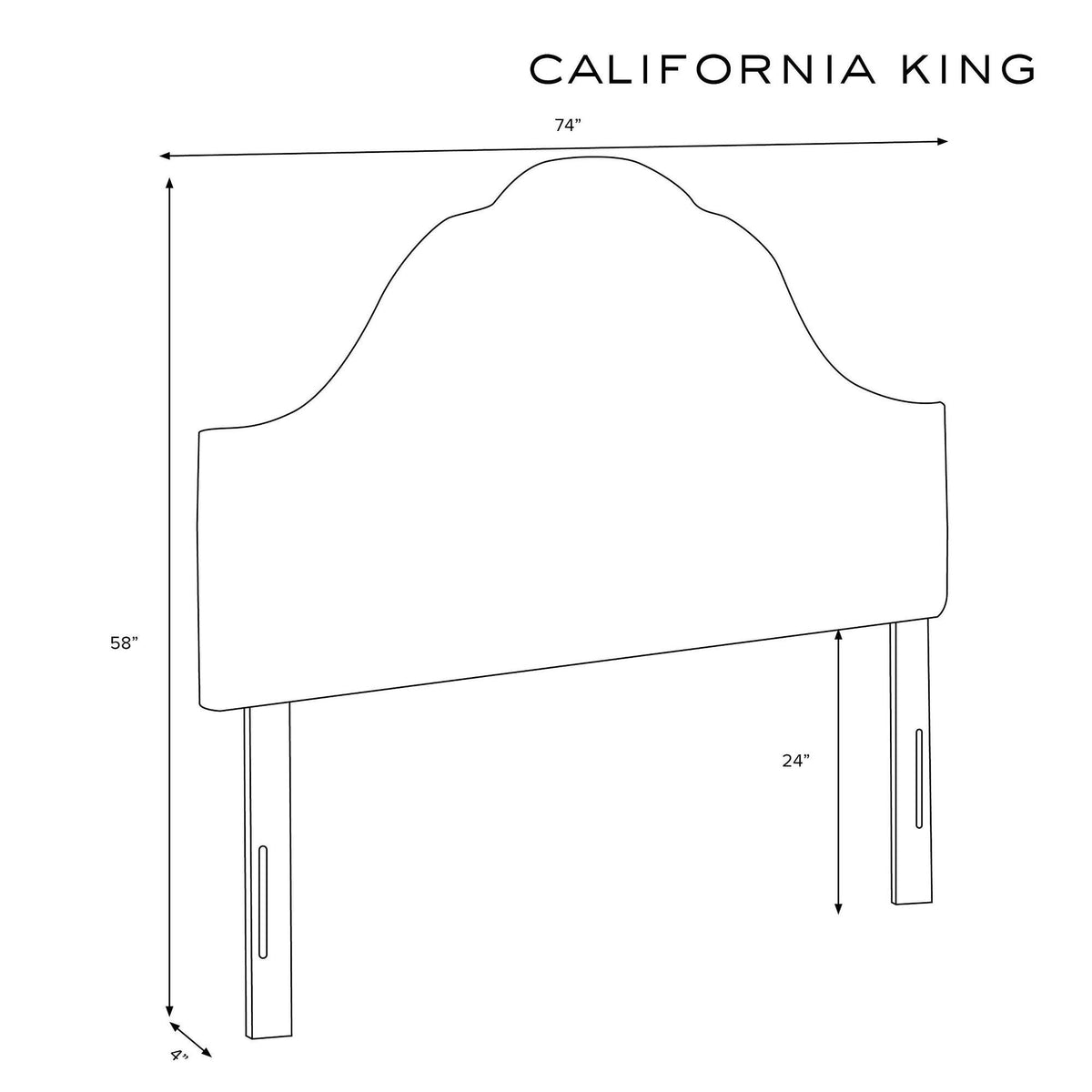 California King Black & White Floral Arched Headboard Y873